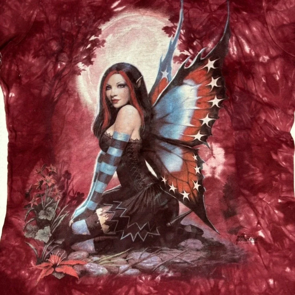 Vintage The Mountain Fairy T Shirt M Y2K Whimsy‎ Goth Witchy Tie Dye Ryman Art